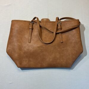 Urban Expresssions NWOT Brown Leather Tote w/Matching Wallet Gold Accents